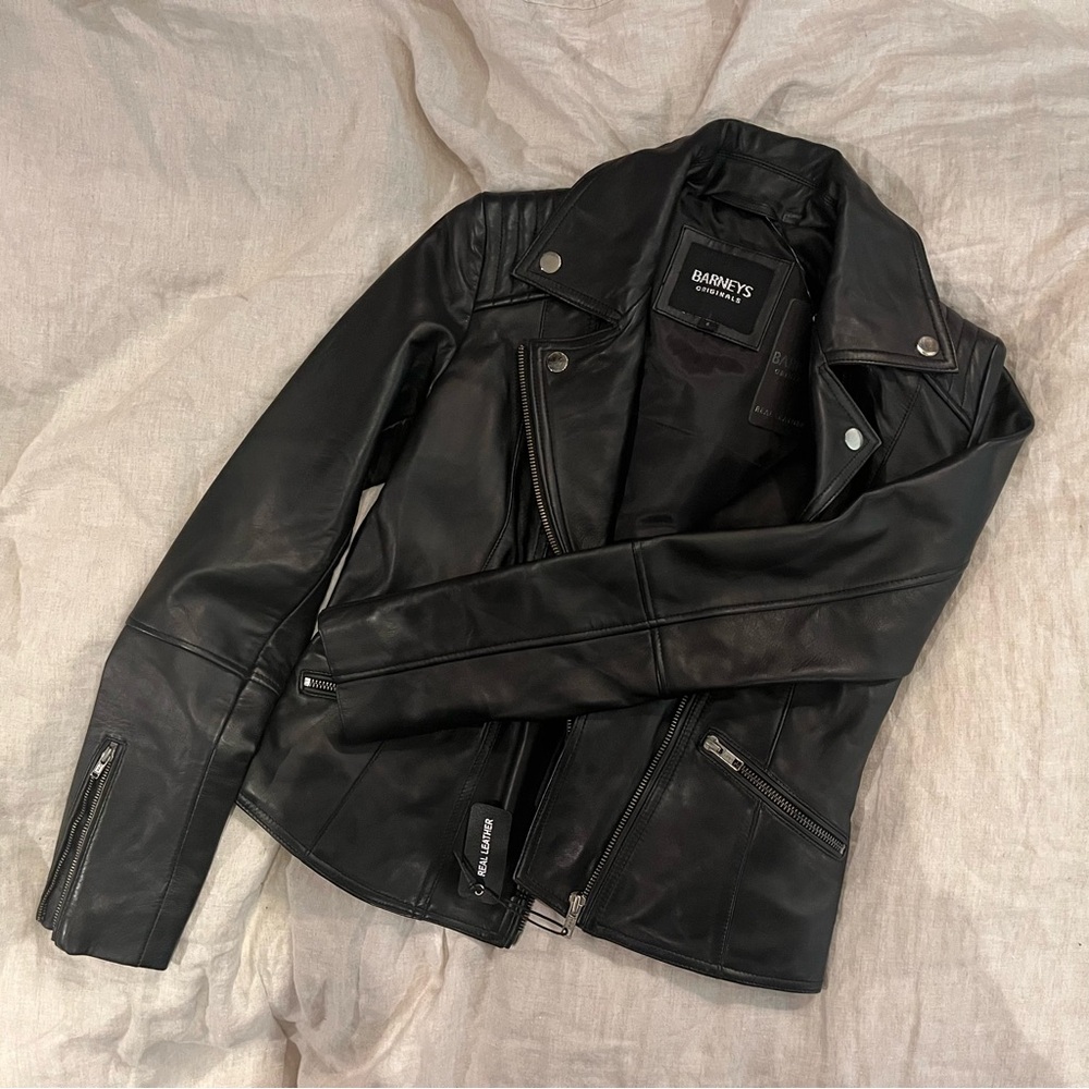 Barney’s Originals Genuine Leather Biker Jacket | UK 6 (0-2 US)